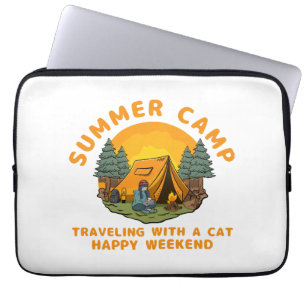 Capa Para Notebook Campo de verão viajando com um gato