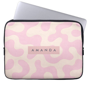 Capa Para Notebook Camuflagem Abstrata Personalizada Rosa Suave e Beg