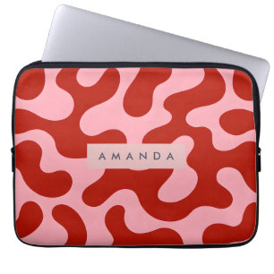 Capa Para Notebook Camuflagem Abstrata Rosa e Vermelha Personalizada