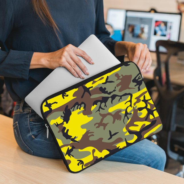 Capa Para Notebook Camuflagem Amarela e Marrom, Militar, Exército (Criador carregado)