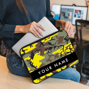 Capa Para Notebook Camuflagem Amarela e Marrom Personalize seu nome