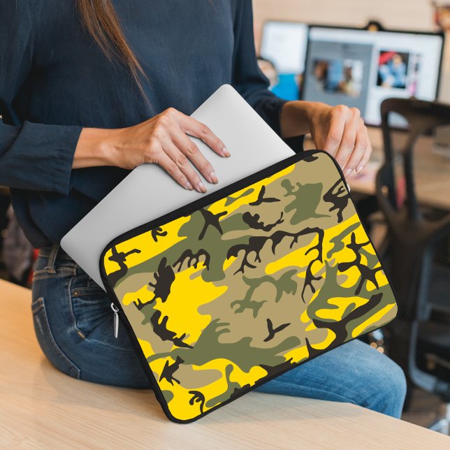 Capa Para Notebook Camuflagem Amarela e Verde, Militar, Exército (Criador carregado)