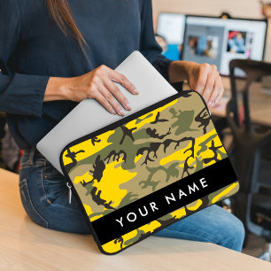 Capa Para Notebook Camuflagem Amarela e Verde Seu nome Personaliza