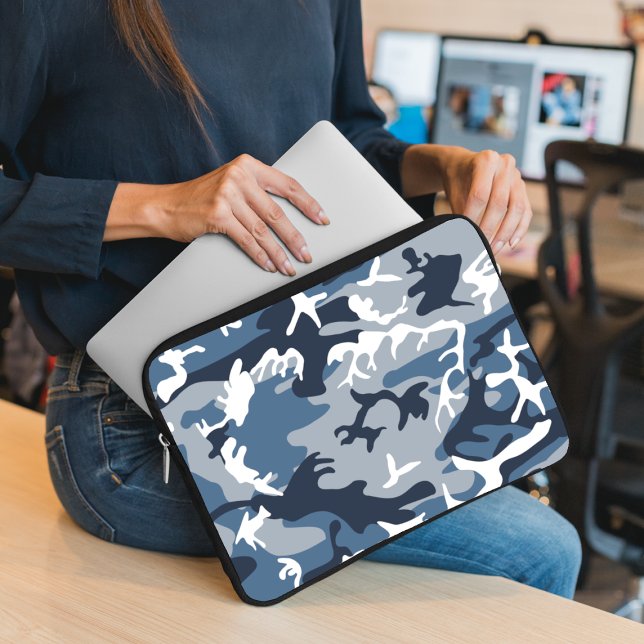 Capa Para Notebook Camuflagem Azul de Neve de Inverno, Militar, Exérc (Criador carregado)
