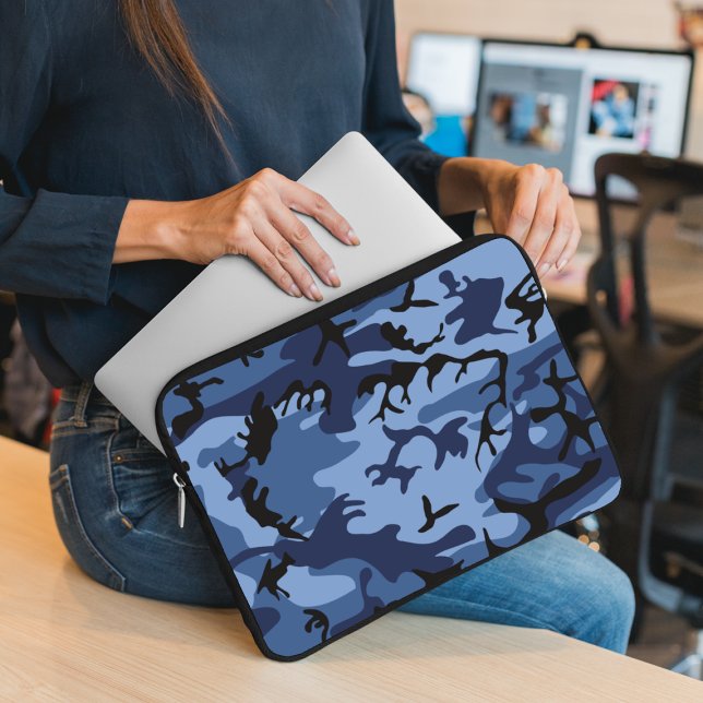 Capa Para Notebook Camuflagem Azul Marinho, Militar, Exército (Criador carregado)