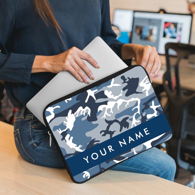 Capa Para Notebook Camuflagem Azul Neve de Inverno Personalize seu no (Criador carregado)
