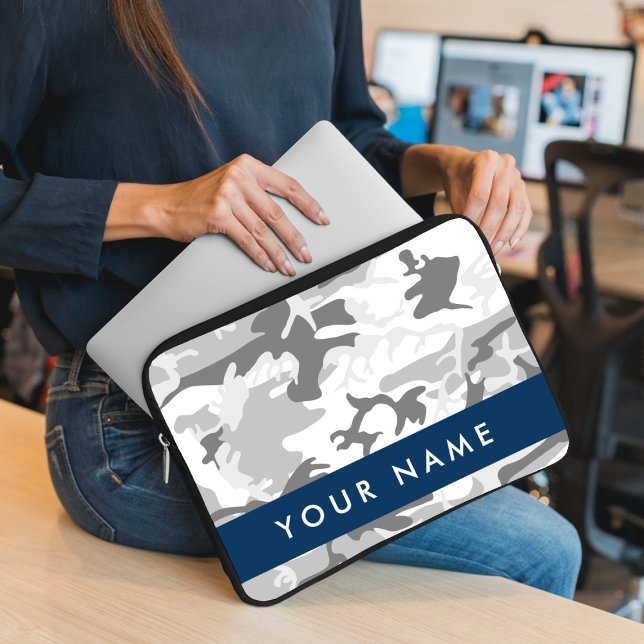 Capa Para Notebook Camuflagem Cinza Neve de Inverno Personalize seu n (Criador carregado)