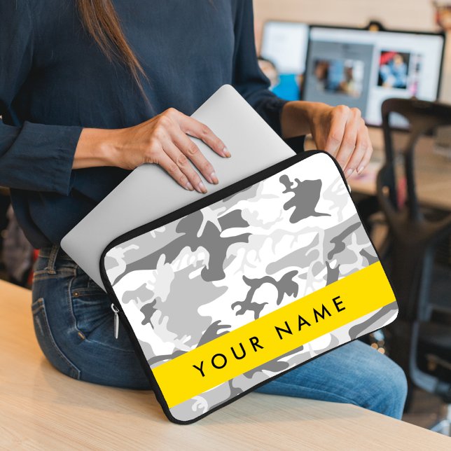 Capa Para Notebook Camuflagem Cinza Neve de Inverno Personalize seu n (Criador carregado)