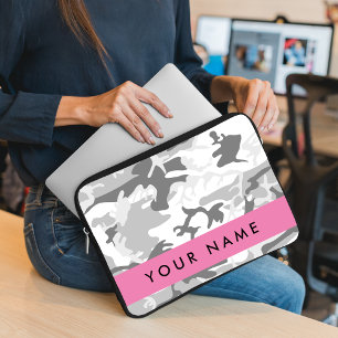 Capa Para Notebook Camuflagem de Cinzas de neve de inverno Seu nome p