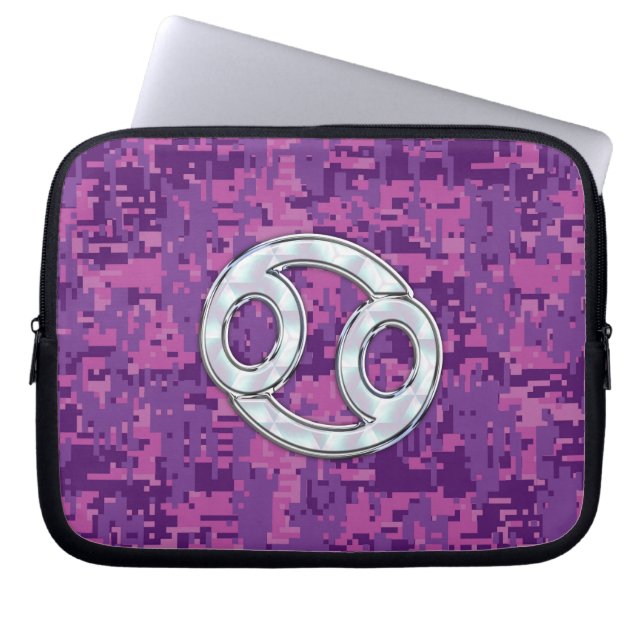 Capa Para Notebook Camuflagem Digital Cor-de-rosa com Sinal Zodiac do (Frente)