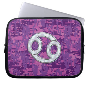 Capa Para Notebook Camuflagem Digital Rosa - Sinal Zodíaco do Cancer