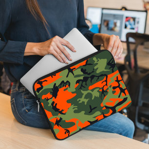 Capa Para Notebook Camuflagem Laranja e Verde, Militar, Exército
