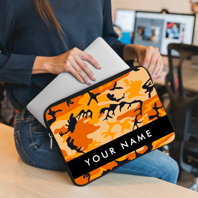 Capa Para Notebook Camuflagem Laranja Personalize seu nome (Criador carregado)