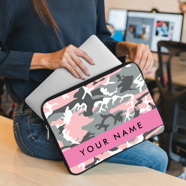 Capa Para Notebook Camuflagem rosa e Cinza Seu nome Personaliza