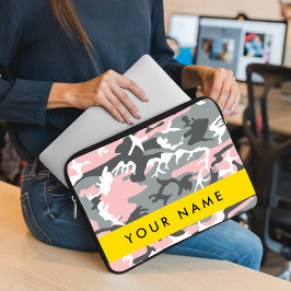 Capa Para Notebook Camuflagem rosa e Cinza Seu nome Personaliza
