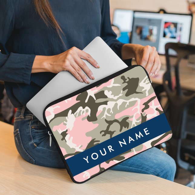 Capa Para Notebook Camuflagem Rosa e Verde Personalize seu nome (Criador carregado)