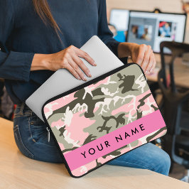 Capa Para Notebook Camuflagem rosa e verde Seu nome personaliza