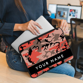 Capa Para Notebook Camuflagem Vermelha e Castanha Seu nome Personaliz