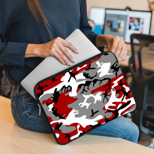 Capa Para Notebook Camuflagem Vermelha e Cinza, Militar, Exército