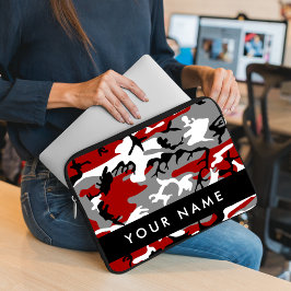 Capa Para Notebook Camuflagem Vermelha e Cinza Seu nome Personaliza