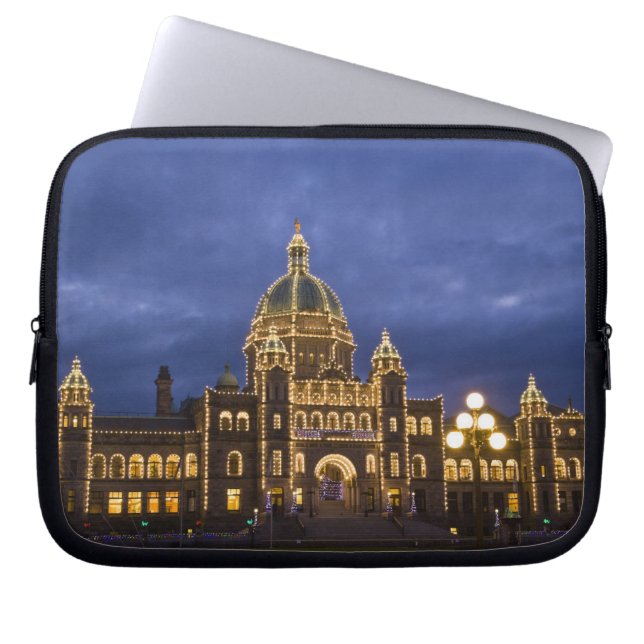 Capa Para Notebook CANADÁ, Colúmbia Britânica, Vitória. Noite, (Frente)