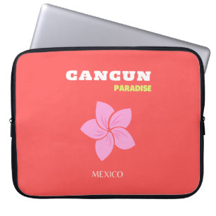 Capa Para Notebook Cancun, Cancun Viagem Art, Preppy, Pink, Red