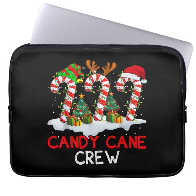 Capa Para Notebook Candy Cane Crew Papais noeis de Natal Elf Reindeer (Frente)