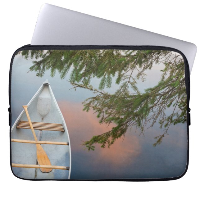 Capa Para Notebook Canoa no lago ao pôr do sol, Canadá (Frente)