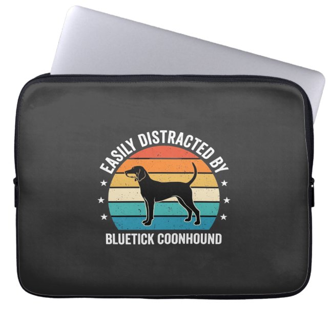 Capa Para Notebook Cão Bluetick Coonhound Pôr do Sol Retro (Frente)