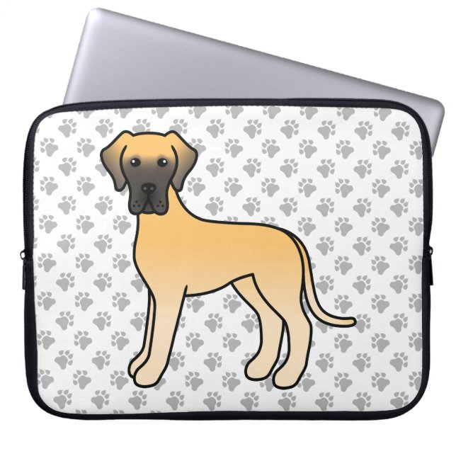 Capa Para Notebook Cão Cartoon Cute Grande Dane Fawn & Patas (Frente)