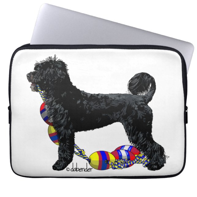 Capa Para Notebook Cão de Água Português em Pé com Linha de Flutuação (Frente)