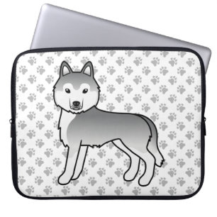 Capa Para Notebook Cão-de-Cartoon Cónico Silver Siberian Husky