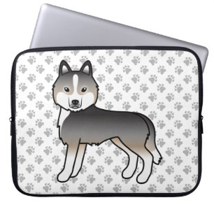 Capa Para Notebook Cão de Cartoon de Cinza de Lobo-Luz Siberiano Husk