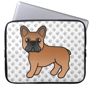 Capa Para Notebook Cão-de-Cartoon Vermelho Francês Bulldog