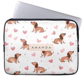 Capa Para Notebook Cão de Dachshund Cute Personalizado Monograma