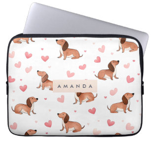 Capa Para Notebook Cão de Dachshund Cute Personalizado Monograma