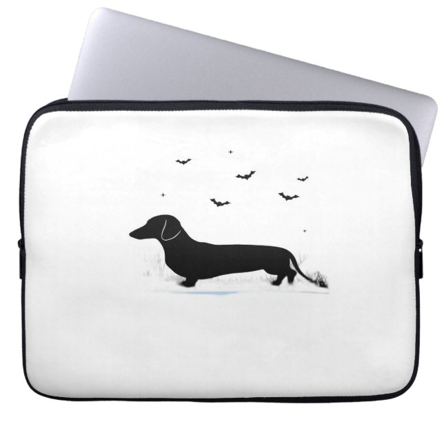 Capa Para Notebook Cão de Dachshund - Silhueta de Lua de Halloween Cl (Frente)