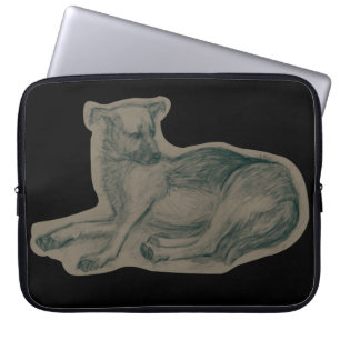 Capa Para Notebook Cão. desenho do lápis.