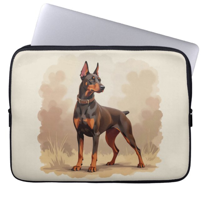 Capa Para Notebook Cão Doberman Pinscher Marrom Ferrugem Vermelho (Frente)