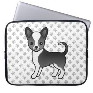 Capa Para Notebook Cão e patas, Casaco, preto e branco, suave, Chihua