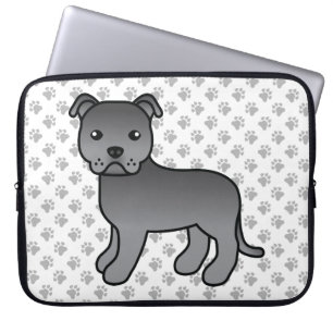 Capa Para Notebook Cão e patas de cartoon escondido em inglês azul