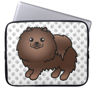 Capa Para Notebook Cão e patas de cartoon marrom-pomeraniana