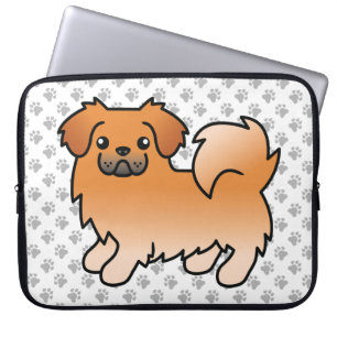 Capa Para Notebook Cão e patas de cartoon vermelho-tibetano espanhol