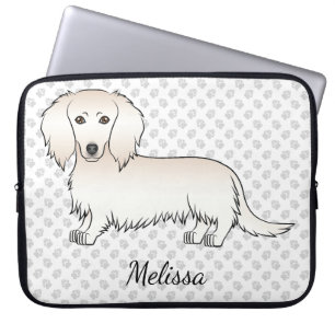 Capa Para Notebook Cão e Texto do Cartoon de Cabelo Longo