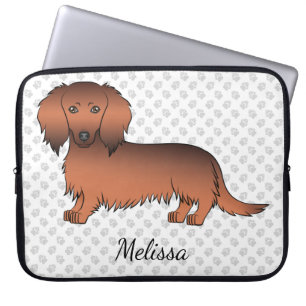 Capa Para Notebook Cão e Texto do Cartoon de Cabelo Longo Vermelho