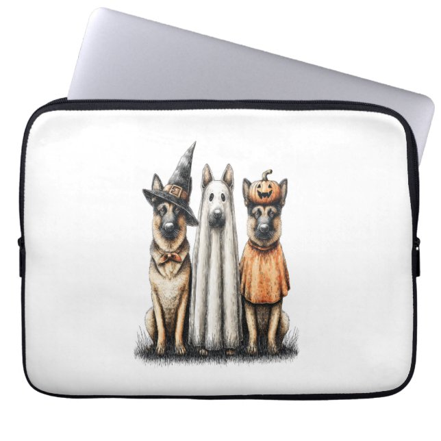 Capa Para Notebook Cão German shepherd do Halloween Ghost (Frente)