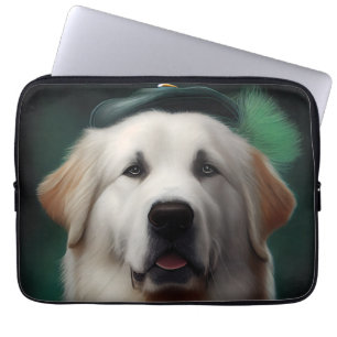 Capa Para Notebook Cão Great Pyrenees vestido para o Dia de São Patrí