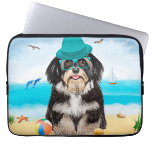 Capa Para Notebook Cão Havanês na Praia