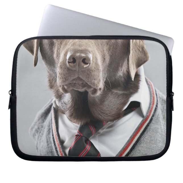 Capa Para Notebook Cão na camisola e no boné (Frente)