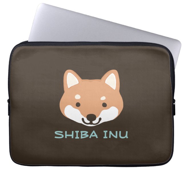 Capa Para Notebook Cão Shiba Inu com Texto Personalizado (Frente)